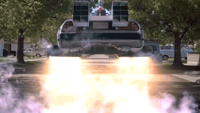 Gif animado do Deloream, carro do futuro do filme Devolta para o Futuro.